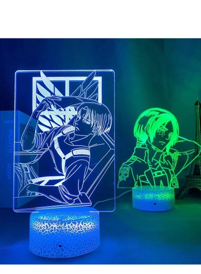 2 Patterns Anime 3D LED Lamp Manga 3D Night Light Anime Figures Anime RGB 16 Colors with Remote Control Levi Ackerman