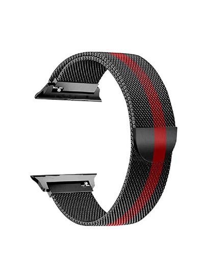 Magnetic Stainless Steel Loop Band Compatible with Apple Watch 45mm Black+Red