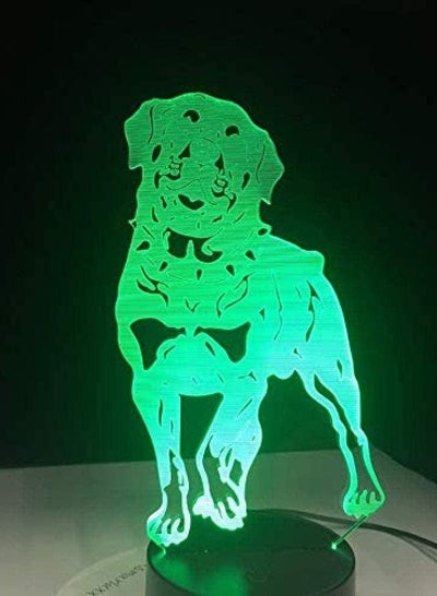Night Light German Rottweiler Dog Illusion 3D Touch Table Lamp 7 Colors USB LED Light for EID Ramadan Home Decoration and Gift for Children