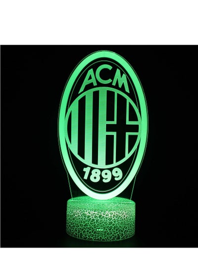 Five Major League Football Team 3D LED Multicolor Night Light Touch 7/16 Color Remote Control Illusion Light Visual Table Lamp Gift Light Team AC Milan