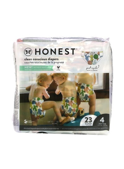 Honest Diapers Size 4 22-37 Pounds Cactus Cuties 23 Diapers