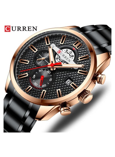 Curren 8352 Chronograph Watch Waterproof Men's New Gold Stainless Steel Luxury Military Watch for Men - Black
