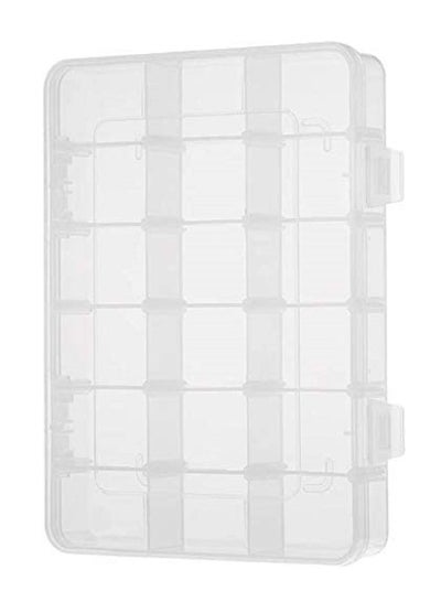 Clear PP Plastic Adjustable Divider Removable 18 Grid Compartment (Size 21x11x3.3cm) 2 Pieces