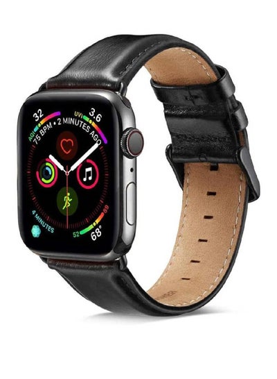 Replacement Genuine Leather Strap For Apple Watch Series 8/7/6/5/4/3/2/1/SE 45mm 44mm 42mm | Ultra Watch 49mm Black