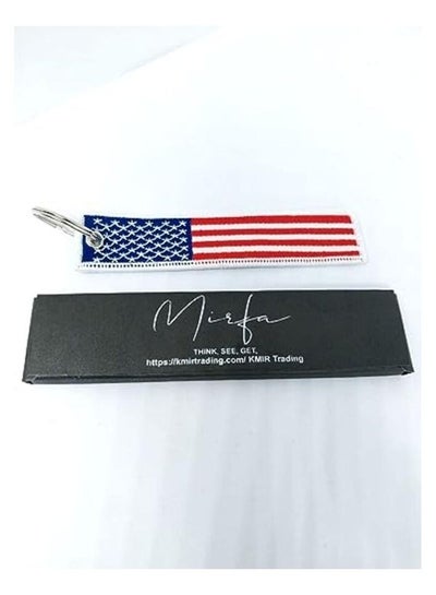 USA Flag Keychain Tag with Key Ring, EDC for Motorcycles, Scooters, Cars and Gifts Flag Key Chain, 100% Embroidered