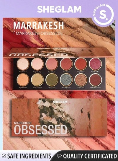 Marrakesh Palette 12-Clolor Shimmer Metallic Matte Eyeshadow Palette Neutral Tone Glittery Colors Highly Pigmented Long Lasting