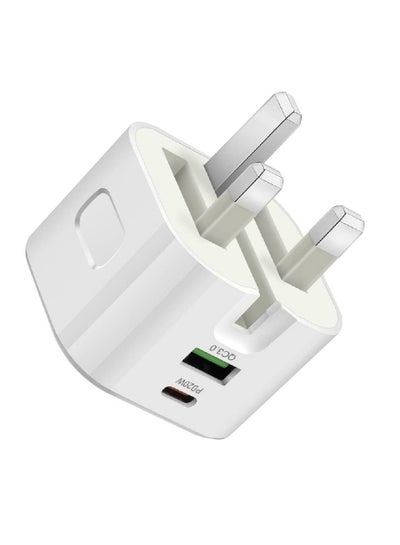 25W USB-C Dual Port Charger, Foldable Plug Wall Charger, Infino Travel Adapter, PD TYPE C+USB Quick Charge 3.0 - compatible with iPhone 12/13/14, Samsung, Huawei, iPad, Google Pixel