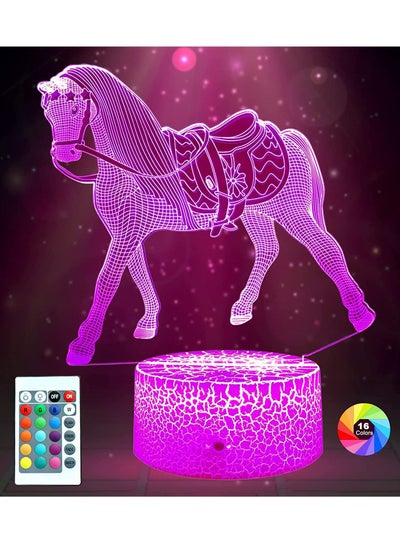 3D Horse Multicolor Night Light for Kids Room 16 Colors Changing with Remote Control &Smart Touch