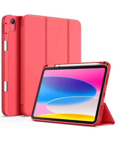 iPad Case (10.9 Inch, 2022 Model, 10th Generation) with Stylus Holder, Slim Tablet Cover with Soft TPU Back with Auto Sleep/Wake (Watermelon)