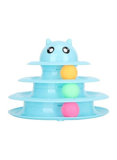 Three Tier Turntable Interactive Pet Toy With 3 Rolling Balls  - Blue