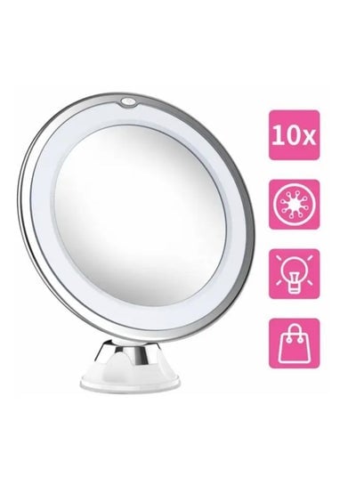 8" 10X Magnifying Makeup Vanity Mirror Suction Cup with LED Light