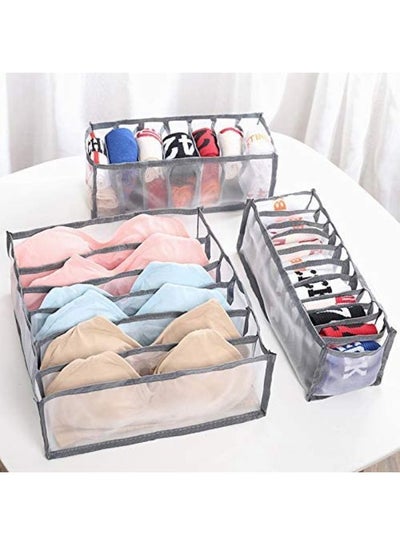 6 Pieces Underwear Drawer Organizer Foldable Closet Clothes Dividers Nylon Dresser Compartments Storage Box Set Fit for Bras Socks Underpants Panties and Ties Organization