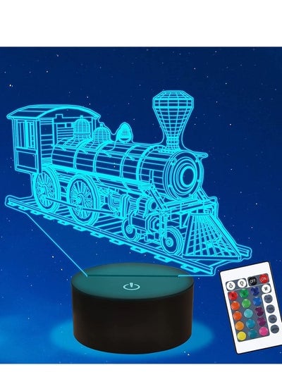 Train Multicolor Night Light Steam Train 3D Illusion Lamp for Kids 16 Colors Changing with Remote Control Creative Birthday Xmas Gifts for Kids Boys Bedroom Decor