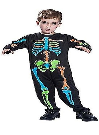 Brain Giggles Multicolor Skeleton Pajama Jumpsuit Costume Cosplay Outfit Neon Color for Kids Boy Themed Party Fancy Costume - Medium