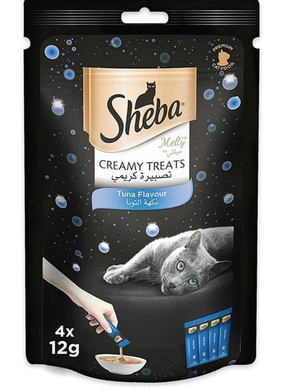 Melty Sheba Cat Food With Tuna Flavor A luxuriously moist creamy sauce Hand feed for special moments so your cat can enjoy this Sheba Wet food Pack of 4 pieces x 12 g