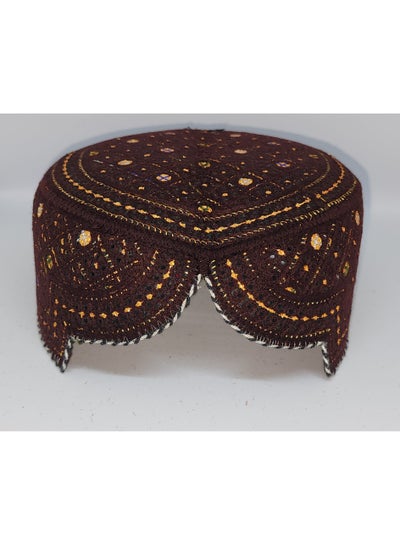Traditional Sindhi Cap Topi is known as The Sindhi Kufi Handmade Woven Embroidery Use By Sindhis in Pakistan Essential Part Of Saraiki And Balochi Culture in Mehndi with Multi Color