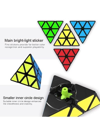 5 Pieces Magic Bundle Rubik's Speed Cube Set - 2x2x2 3x3x3 Pyramid Megaminx Skew Cube Smooth Sticker Cubes Collection Puzzle Cube Toy Gift for children kids adults