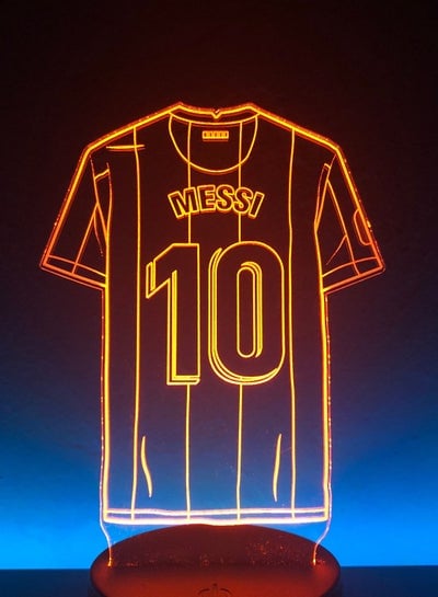 LED Table Light Football Player Figure Bedroom Decoration Acrylic Desk 3D Lamp Touch and Remote Mode Messi 10