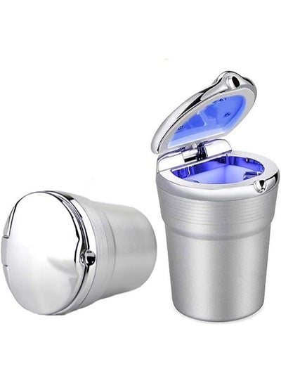 Portable Car Ashtray Detachable Stainless Steel with Blue LED Light Indicator