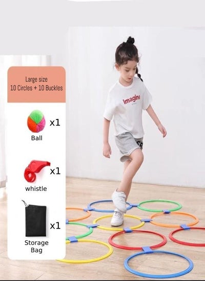 Ring Toss Games Hua Color Jump Ring Hopscotch Toys 38cm, Outdoor Sensory Training Sports Equipment 10pcs