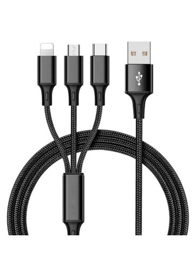 Nylon Braided 3 In 1 Fast Charging Cable For Iphone , Samsung , Huawei , Oppo , And Tables