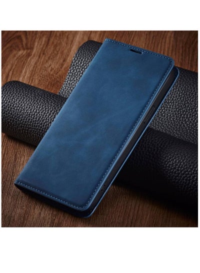 Protective Leather Kickstand Wallet Case With Card Holder And Phone Grip Cover Compatible With iPhone 15 Pro 6.1" (Blue)