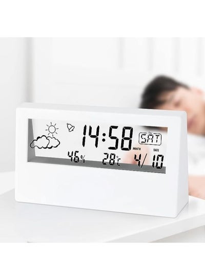 Digital Alarm Clock with Time Date Temperature Display Easy Snooze Function Backup Batteries Sleep Timer Display LED Alarm Clock for Bedroom
