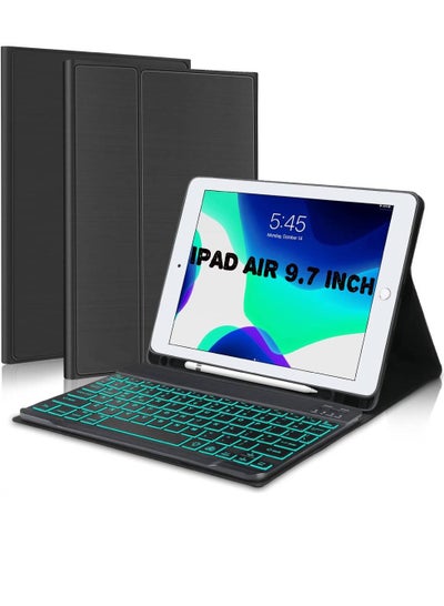 iPad Keyboard Case 9.7 inch, Compatible with iPad 6th Generation, iPad 5th Generation, iPad Pro 9.7 inch, iPad Air 2, iPad Air, Protective Folio Cover With Wireless Bluetooth Keyboard - Black