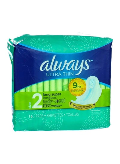 Always Pads Size 2 Ultra Thin 16 Count Long Super