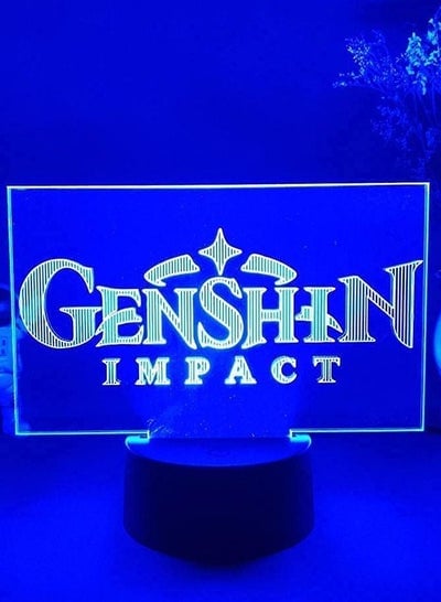 Multicolour Genshin Impact Logo 3D Night Light Acrylic Panel ABS Base USB Cable Illusion Effect 16 Color Remote Control Lamp Gift For Anime Lovers