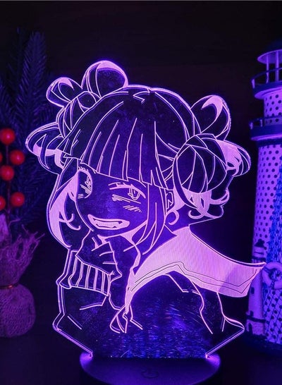 My Hero Academia LED Multicolor Night Light 3D Illusion Anime Character Hiimiko Toga Lamp USB Remote Control 16 colors LED Lights with Touch Switch Desk Lamp