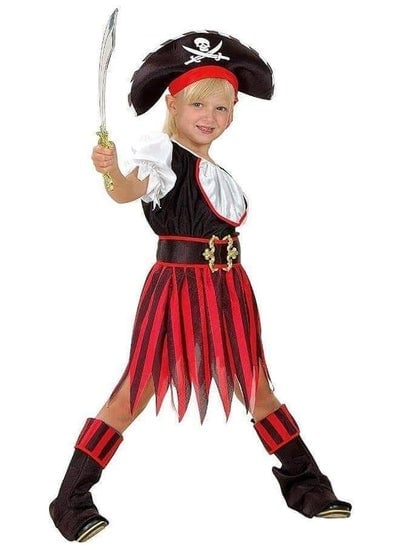 Brain Giggles Pirate Girl Costume Fancy Role Play Dress for Kids Girl Horror Themed Party X-Large