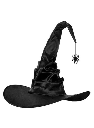 Brain Giggles Pleated Witch Hat Oxford Cloth Witch Hat for Masquerade Party Cosplay Accessory