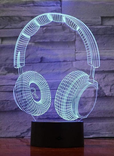 Headphone 3D Illusion Lamp LED Night Light Head Music Headset Design Touch Table Lamp 7 Color Changes Novelty USB Best Birthday Christmas Gifts for Kids