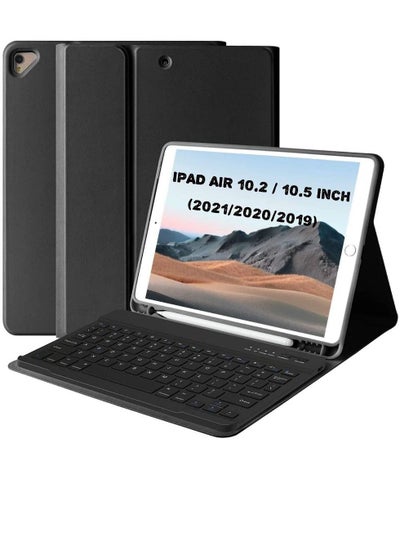 iPad 9th Generation Case with Keyboard 10.2-inch 2021, Detachable BT Keyboard with Magnetic, ipad Air 3rd Generation Case With Keyboard 10.5", 8th/7th Gen (2020/2019) With Pencil Holder Black
