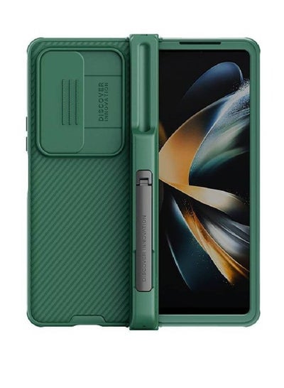 Samsung Galaxy Z Fold 4 5G CamShield Case Built-In Kickstand Case With S Pen Holder And Camera Cover Anti-Scratch Foldable Case Green