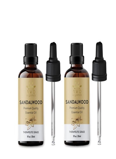 Organic Sandalwood Essential Oil 30ml Therapeutic Grade High Quality Skin Care Concentration Woody and Earthy Scent for Clarity Diffusing Scent 1 fl oz pack of 2