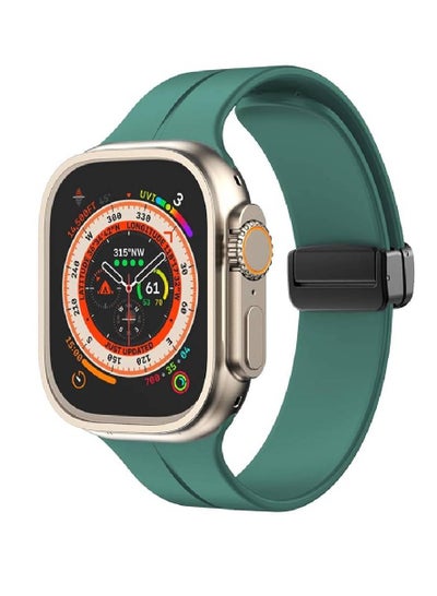 Soft Silicone Magnetic Buckle Replacement Sport Watch Band For Apple Watch Ultra / Watch Ultra 2 49mm Pine Green