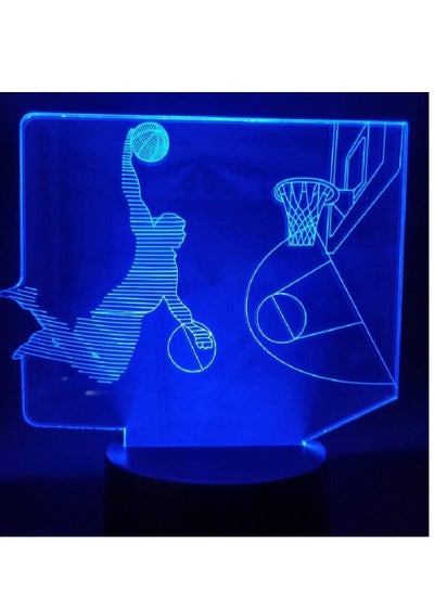 3D Illusion Remote Control LED Night Light Lamp Dunk Basketball Best Present for Boys Bright Battery Powered for Office Decor Night Light Lamp