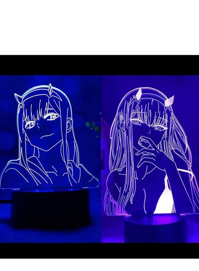 3D Darling in The FRANXX 002 LED Anime Multicolor Night Light Illusion Lamp Remote Control Boys Bedroom Deco 16 Color Changing Sleep Lamp