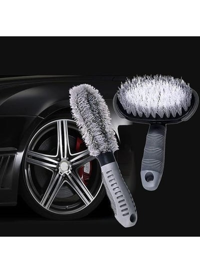 2 Pieces Steel and Alloy Wheel Cleaning Brush, Rim Cleaner, Tire Auto Truck Motorcycle Bike Wheel Brush Washing Hub Cleaning Tool for Your Car