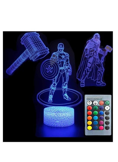 3D Illusion Sports Night Light Three Pattern Basketball Soccer Football Ohio State Rugby 7 Color Change Decor Lamp Desk Table Night Light Lamp for Kids Children Holiday Gift Avengers