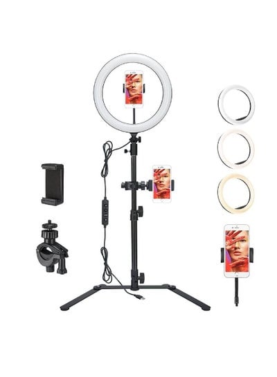 12 inch Streaming And Selfie Light Adjustable Brightness - Includes Tripod, Phone And Webcam Mount - Designed For Streaming And Twitch -