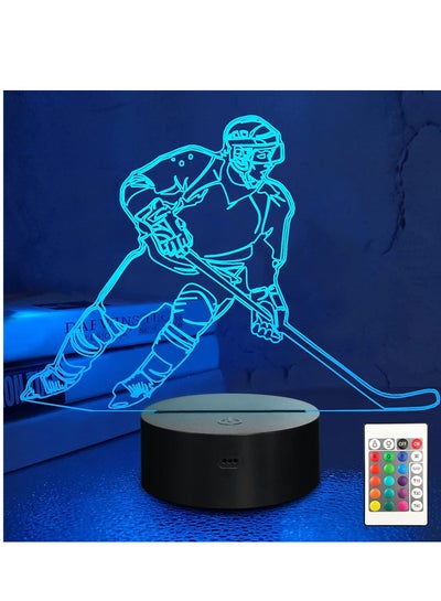 3D Night Light Sleeping Light for Kids Boys Table Desk Lamp with Touch and Remote Control16 Colors Change - Perfect Gifts Birthday Bedroom Decor Lamp Hockey Multicolor