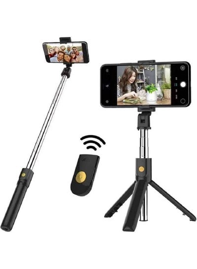 Tripod K07 Phone Wireless Bluetooth Selfie Stick Tripod Remote Shutter for Android iOS - Black