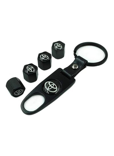 Universal Steel 4Pcs Car Tire Valve Stem Air Caps Cover 1Pc Keychain Wrench For TOYOTA