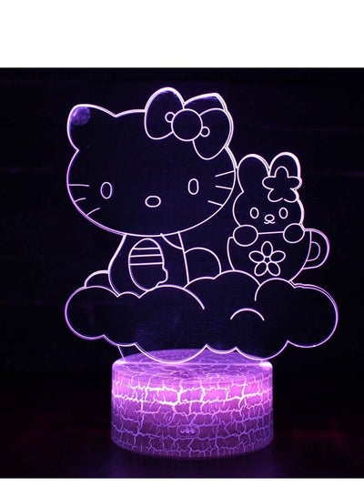 3D LED Night Light Table Desk Lamp 16 Color Optical Illusion Lights Hello Kitty 2