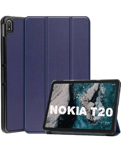 Trifold Slim Stand Cover Hard Shell Folio Lightweight Case Smart Cover for Nokia T20 Tablet Case Blue