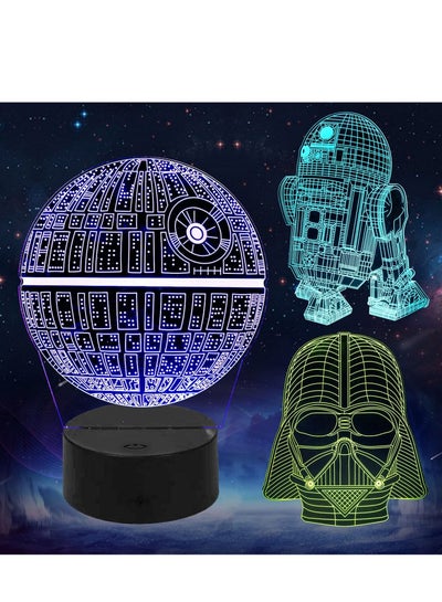 Multicolour Night Lights for Kids 3D Illusion Star Wars Night Light Three Pattern and 16 Color Change Decor Lamp with Remote Control for Kids Best Gifts