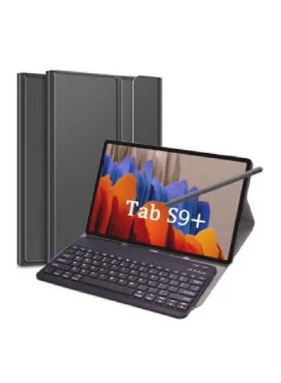 Wireless Bluetooth Keyboard Ultra Slim Case Cover Compatible with Samsung Galaxy Tab S9 Plus 12.4 inch 2023 Black